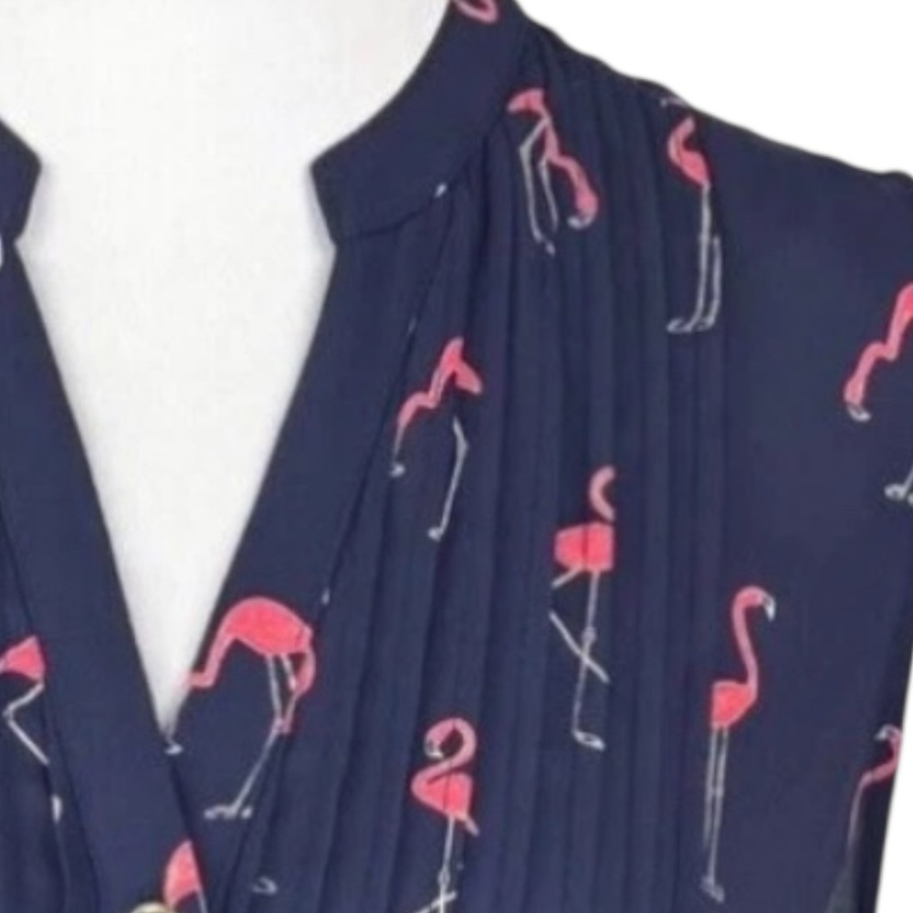 Charter Club Sleeveless Button-Up‎ Top Navy Pink Soze Medium